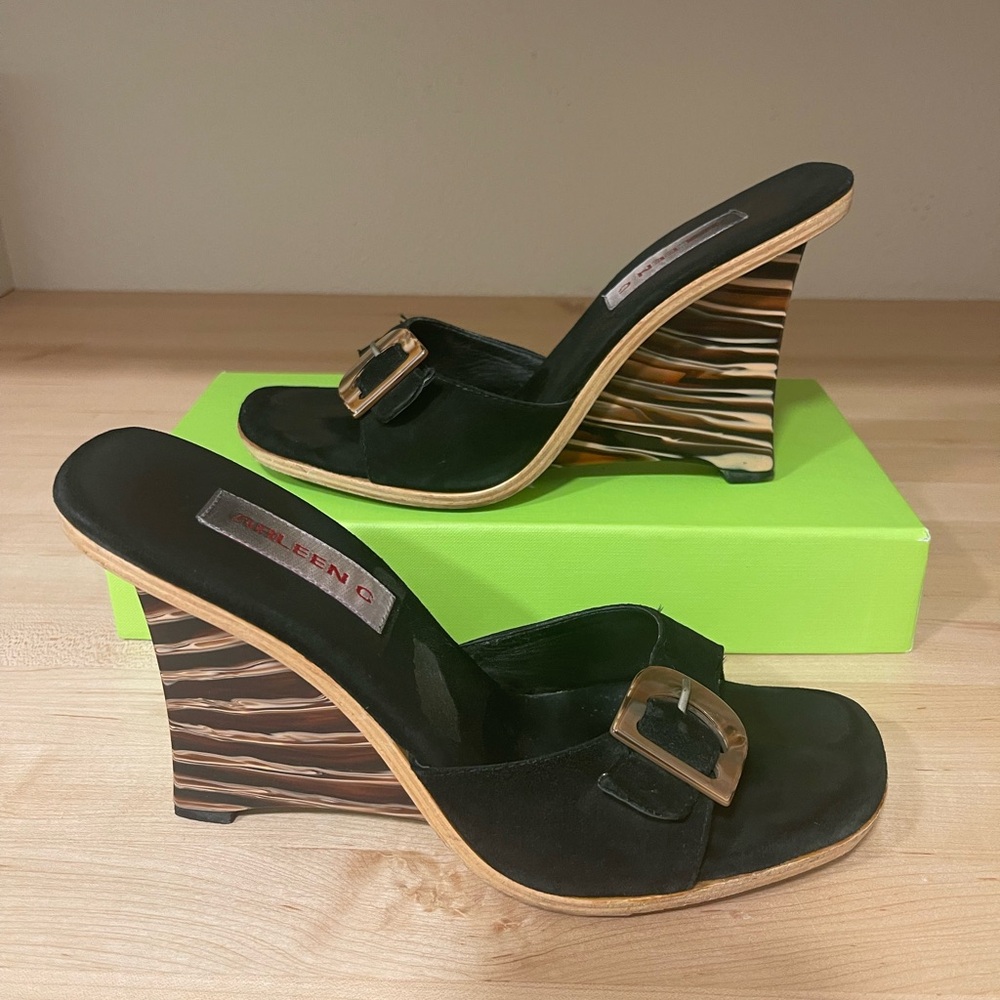 Black Wedge Sandals